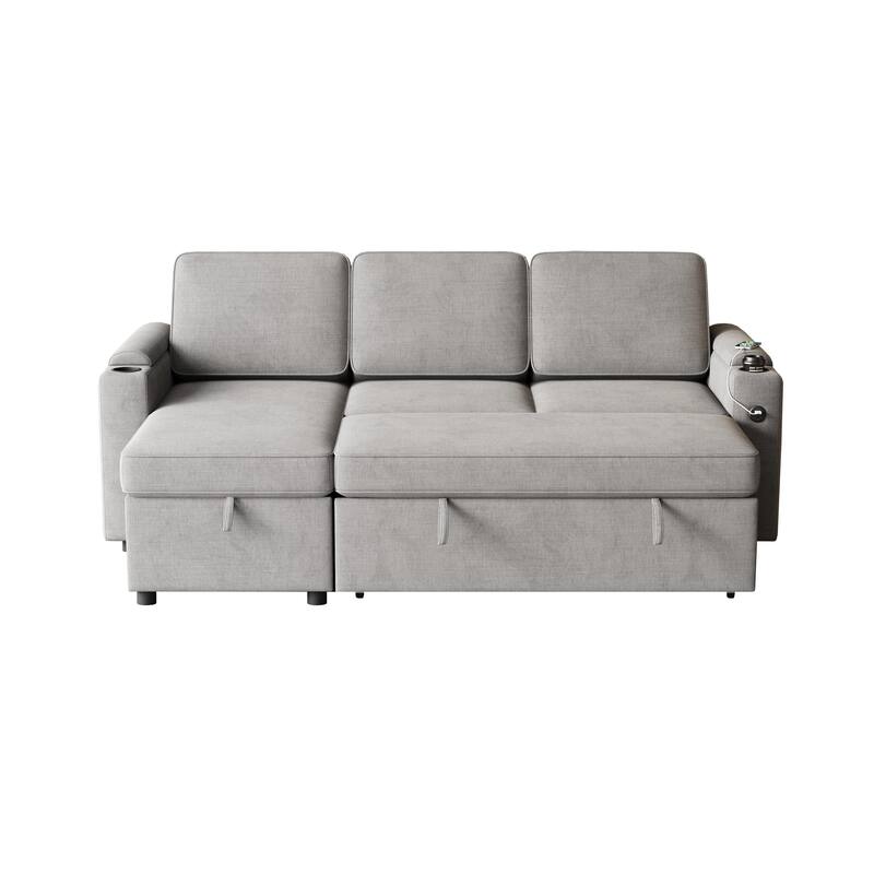 85.8" Sleeper Sofa with Pull Out Bed with Charging Port