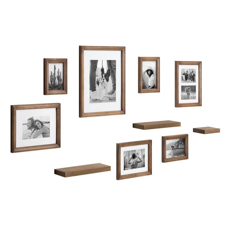 Kate and Laurel Bordeaux Gallery Wall Frame And Shelf Kit - Natural