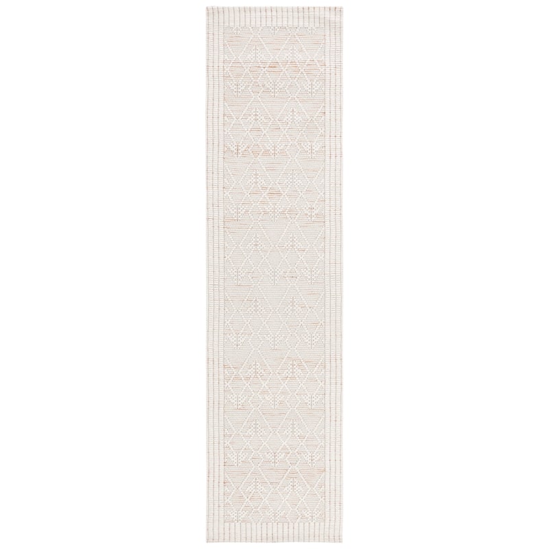 SAFAVIEH Handmade Marbella Wakako Modern Wool Rug - 2'3" x 9' Runner - Ivory/Brown