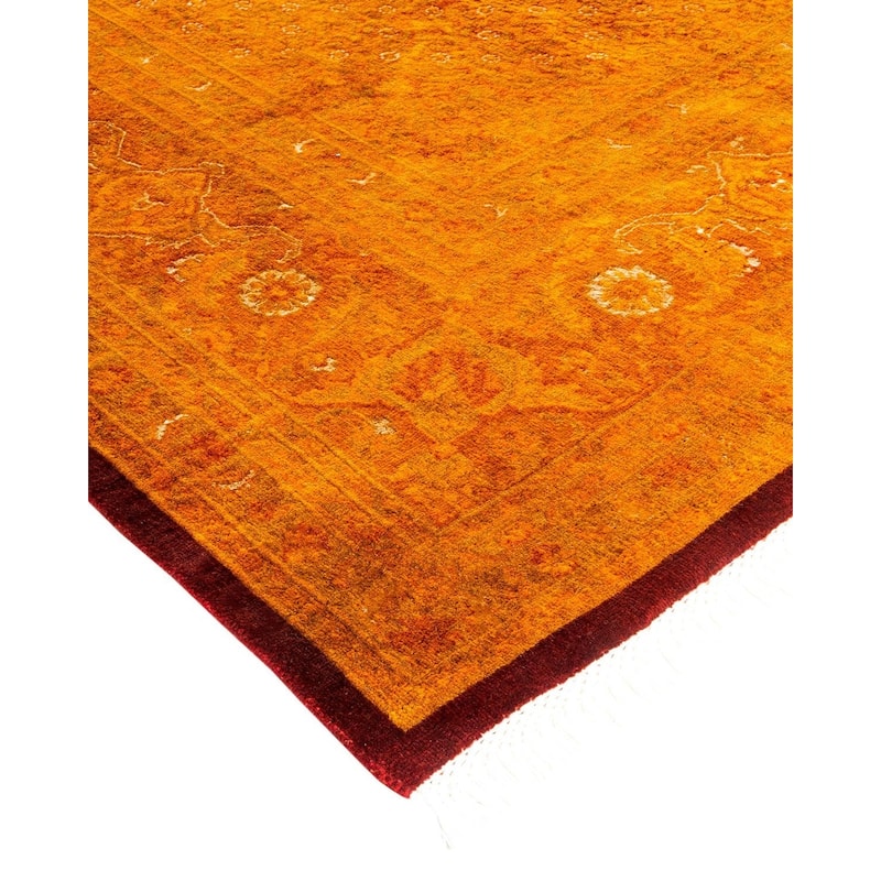 Overton Hand Knotted Wool Vintage Inspired Modern Contemporary Overdyed Orange Area Rug - 8' 1" x 10' 2"