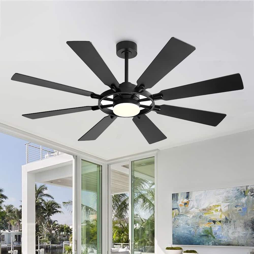 WINGBO 60-inch/72-inch 8-Blades Indoor DC Motor Ceiling Fan With LED Light and Remote Control