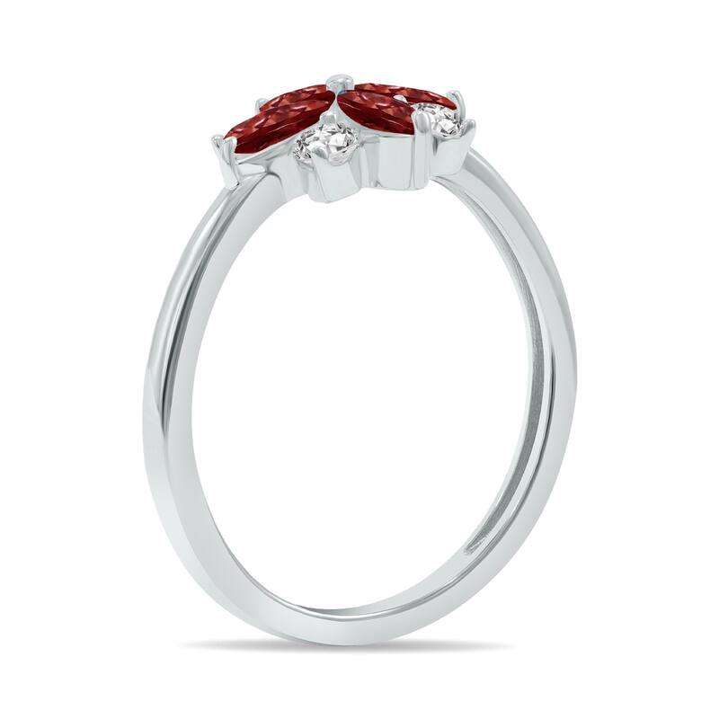 Marquee Jewels 3/4 Carat TW Garnet and Diamond Flower Ring in 10K White Gold