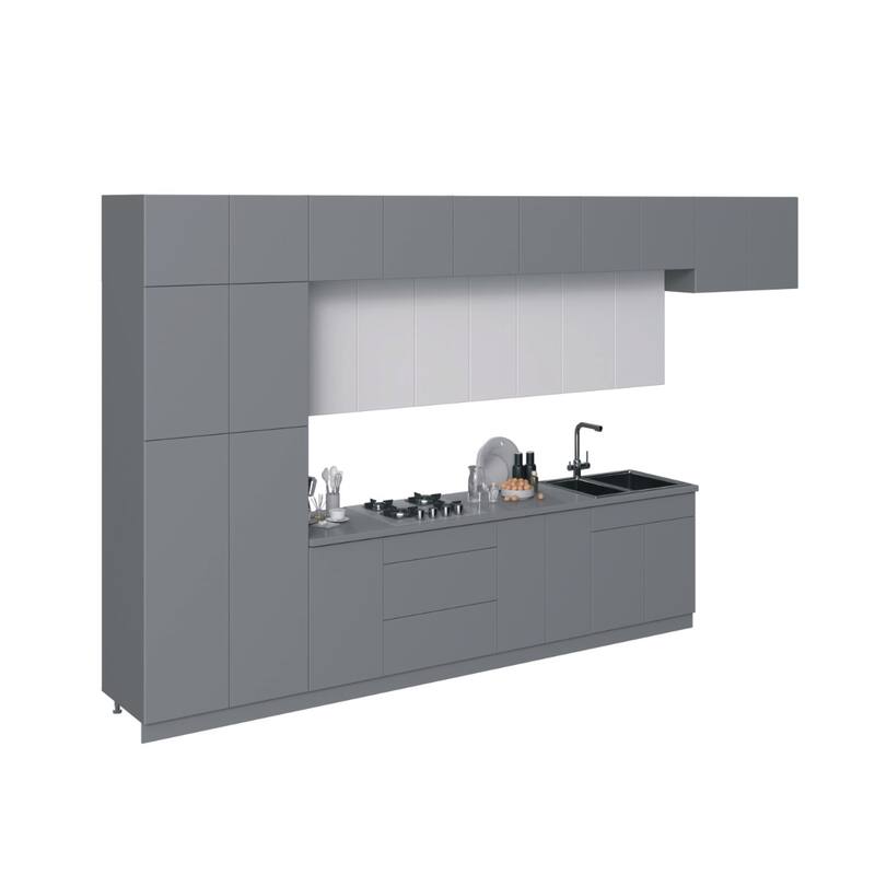 Kitchen Serene Collection Gray & White Gloss Color Base Size 15Ft Wide - 180x107 - White
