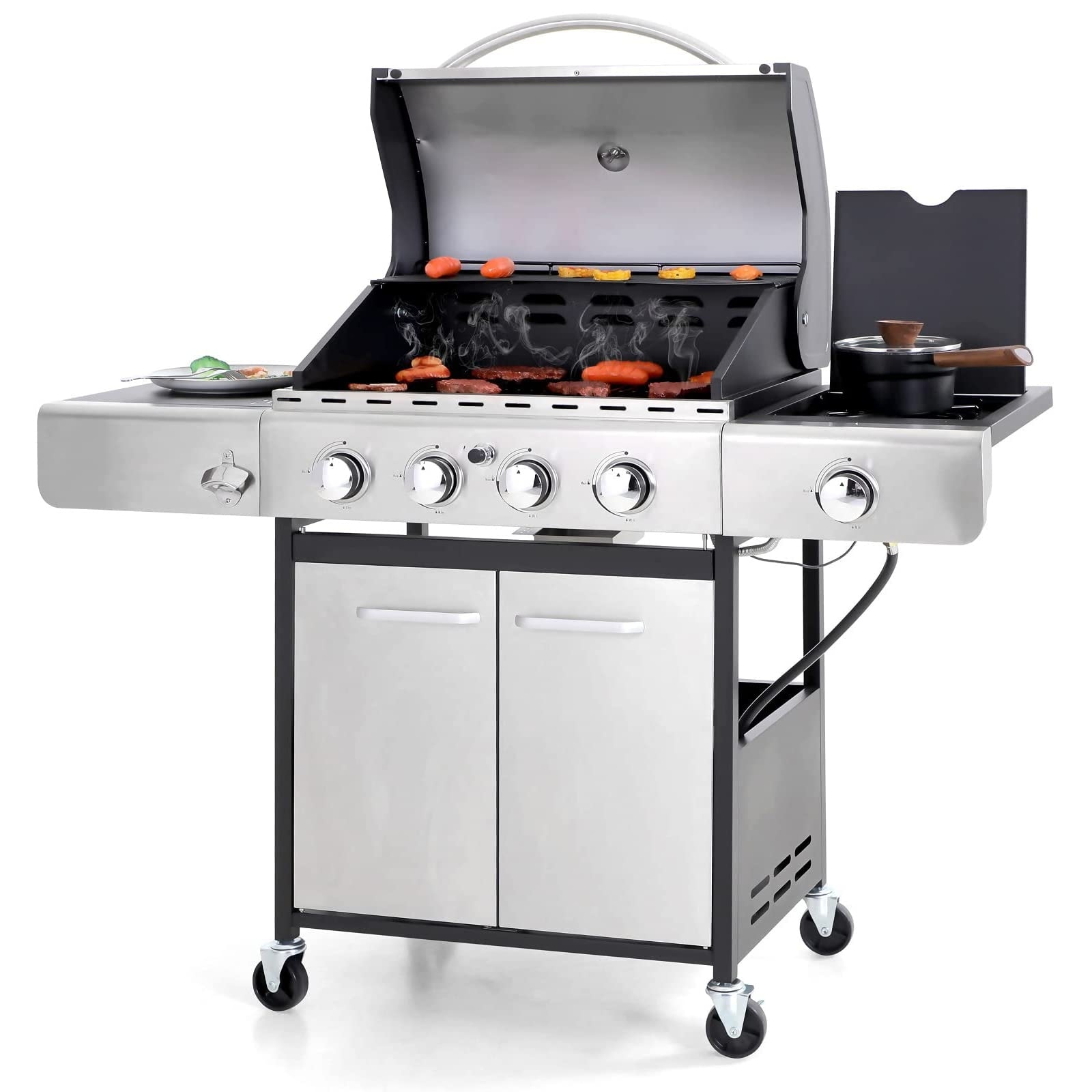 Bbq with side burner top
