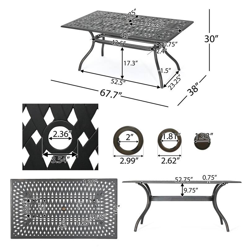 Christopher Knight Home - Abigail 7-Piece Outdoor Cast Aluminum Dining Set with Expandable Table and Swivel Chairs