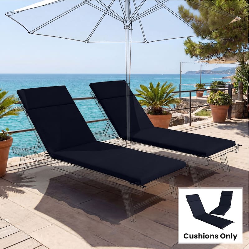 Outsunny Outdoor Chaise Lounge Cushions Set of 2, Chaise Lounge Cushions with 6 Ties, High-Density Foam