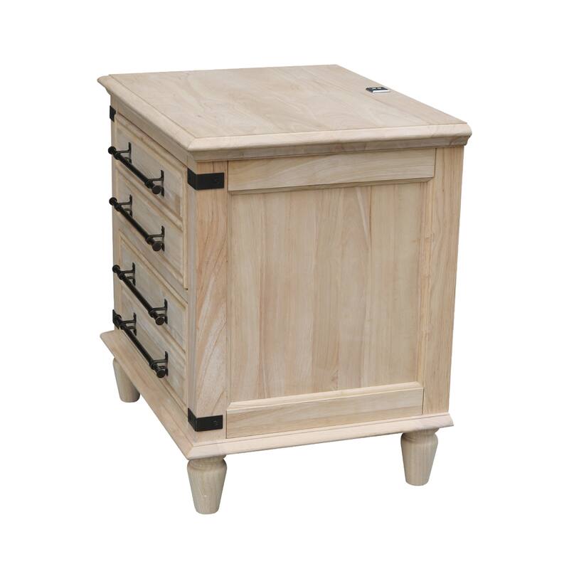 International Concepts Solid Wood 2-Drawer Nightstand with USB Charging