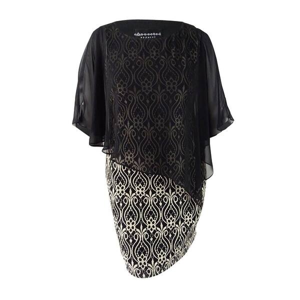 Shop Connected Women S Petite Lace Cold Shoulder Cape Dress 6p