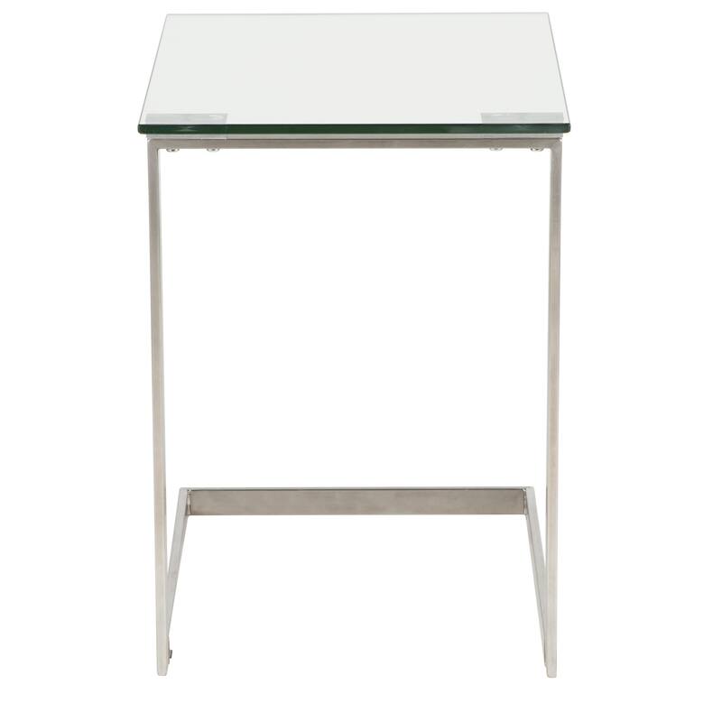 Porch & Den Birchshire Stainless Steel/ Glass End Table