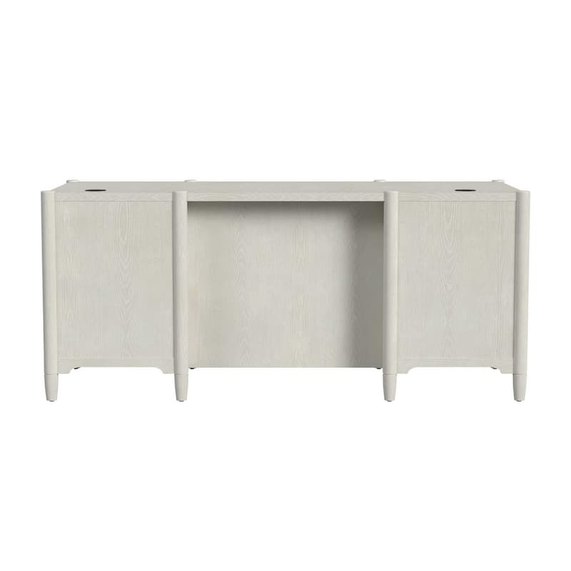 Modern Wood Double Pedestal Executive Desk, Writing Table, Office Storage, Fully Assembled, White