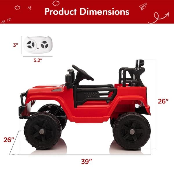 dimension image slide 0 of 4, 12V Ride on Car for Kids 3 Speeds Truck to Drive