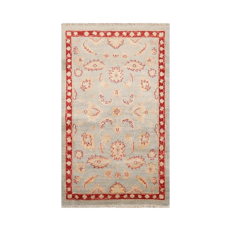 3x5 Hand Knotted Blue Chobi Peshawar Wool Traditional Oriental Area Rug - 2' 10'' x 4' 10''