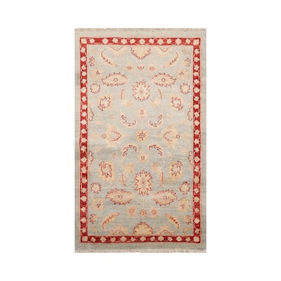 3x5 Hand Knotted Blue Chobi Peshawar Wool Traditional Oriental Area Rug - 2' 10'' x 4' 10''