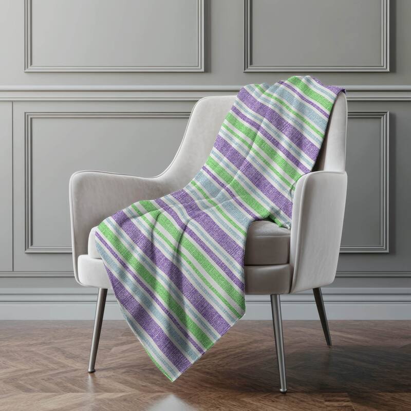 Premium Machine Washable Modern Stripe Sherpa Throw Blanket - Lime - 4'2" x 5'10"