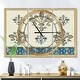preview thumbnail 1 of 4, Designart 'Fleur de Lis Gold Pattern' Glam 3 Panels Oversized Wall CLock - 36 in. wide x 28 in. high - 3 panels