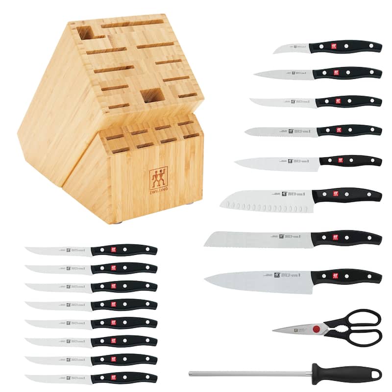 ZWILLING Twin Signature 19-pc German Knife block set, Made in Company-Owned German Factory, Special Formula Steel - Black