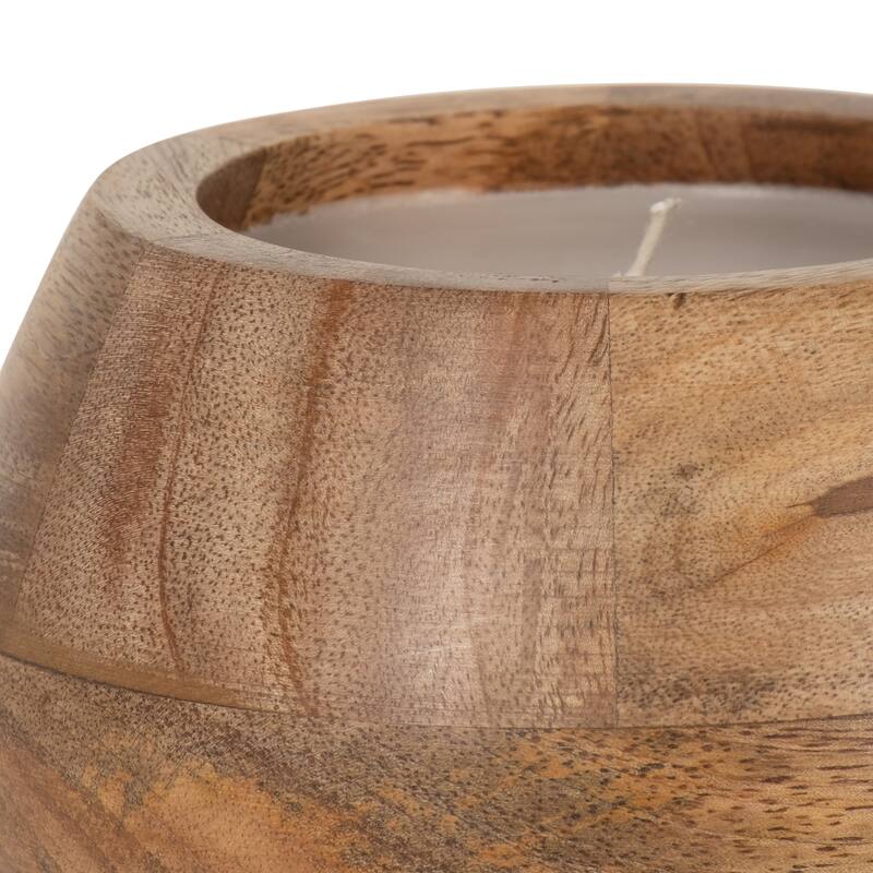 Sagebrook Home Vanilla Modern Wood Bowl Candle, Natural, Round, 3"H, Wood