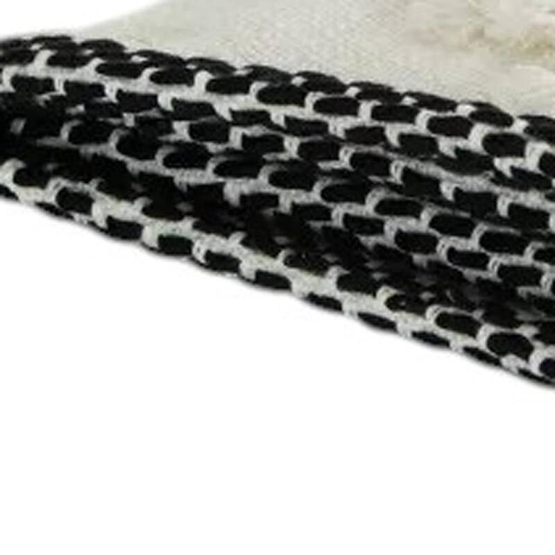 HomeRoots 50" X 60" Gray Cotton Woven Color Block Throw Blanket with Fringe