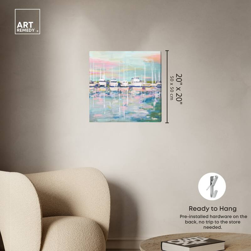 Art Remedy Coastal Dock Gallery Wrapped Sailing 1 Piece Canvas Wall Art