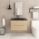 preview thumbnail 15 of 66, Wall-Mounted Bathroom Vanity in Evita Oak with Integrated Black Sink 31.5" x 18.9" x 20.39" - Evita Oak