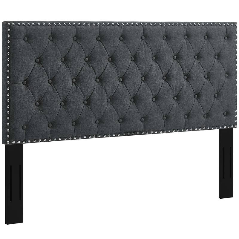 Porch & Den Inverness Tufted Full/Queen Upholstered Linen Fabric Headboard