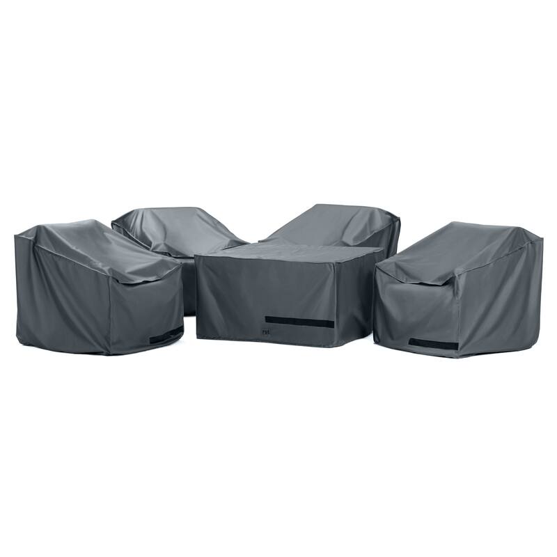 Cannes 5 Piece Polyester Outdoor Patio Fire Chat Deluxe Furniture Cover - Grey