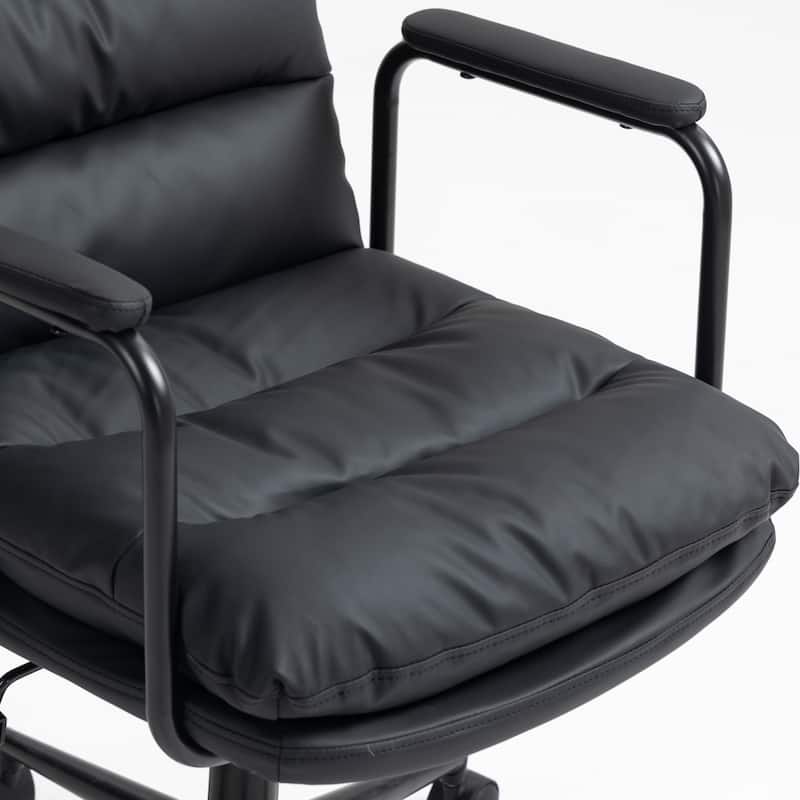 GDF Studio - Ergonomic PU Leather Mid-Back Office Chair with Reclining Backrest with Padded Armrests and 360° Swivel Mobility