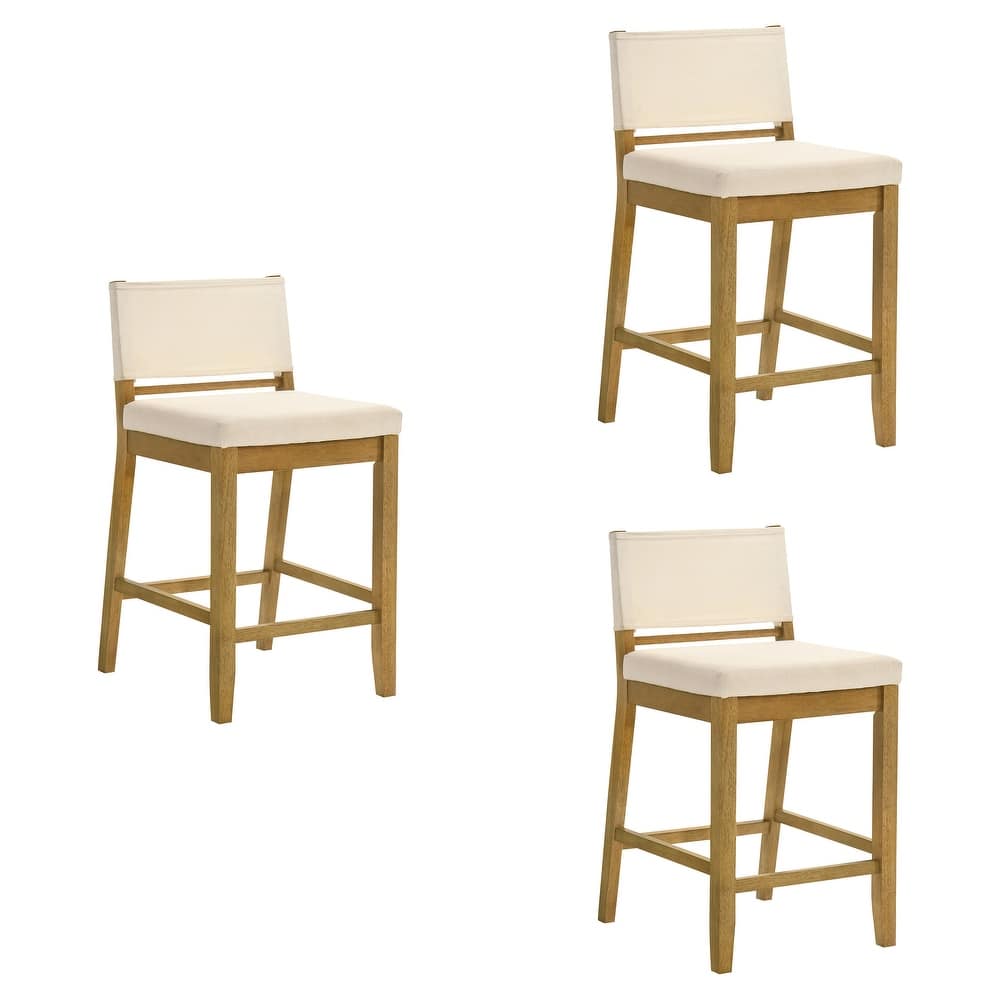 Yanely Mdoern Bar Stool, Upholstered Counter Height Stool with Solid Wood Legs