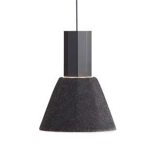 Golden Lighting Faroe 8in Integrated LED Pendant in Flecked Black/Grey Felt - Black