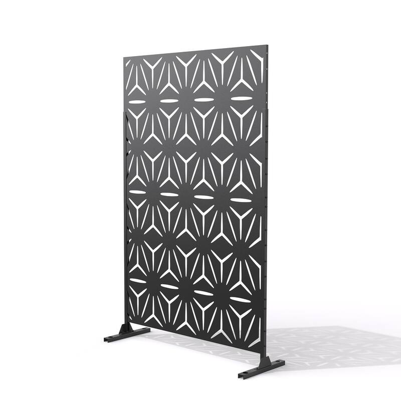 Free Standing Metal Privacy Screen Panel Decorative Outdoor Privacy Screen - 72"H x 47"W