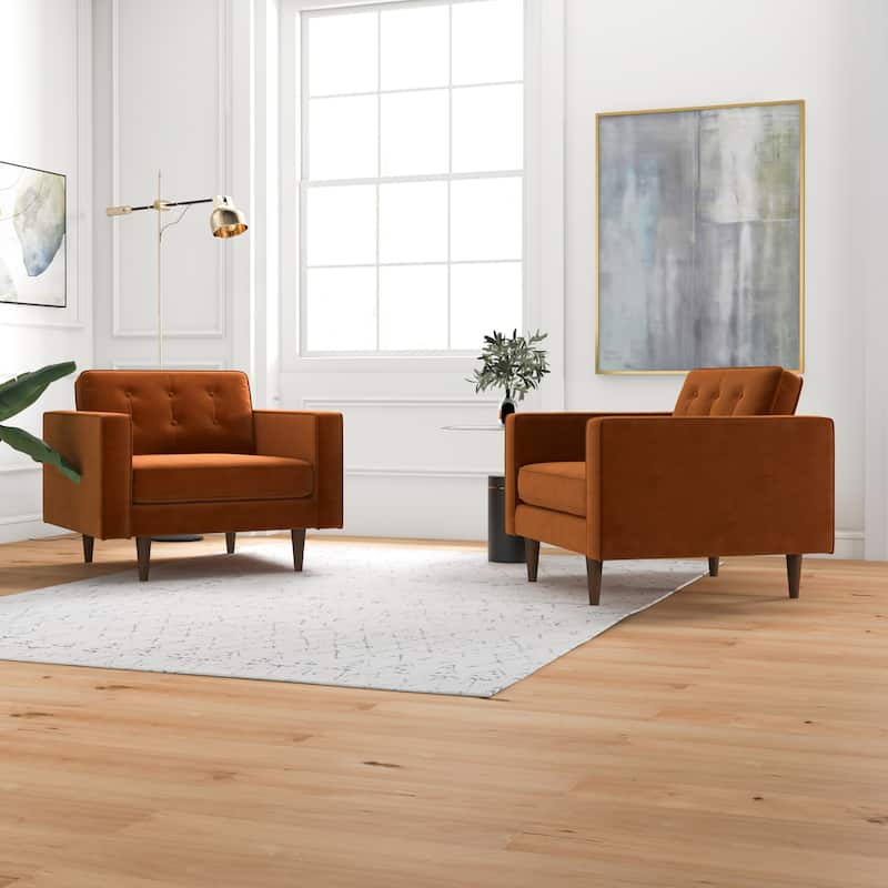 Koda Mid Century Velvet Lounge Chair (Set of 2) - Orange