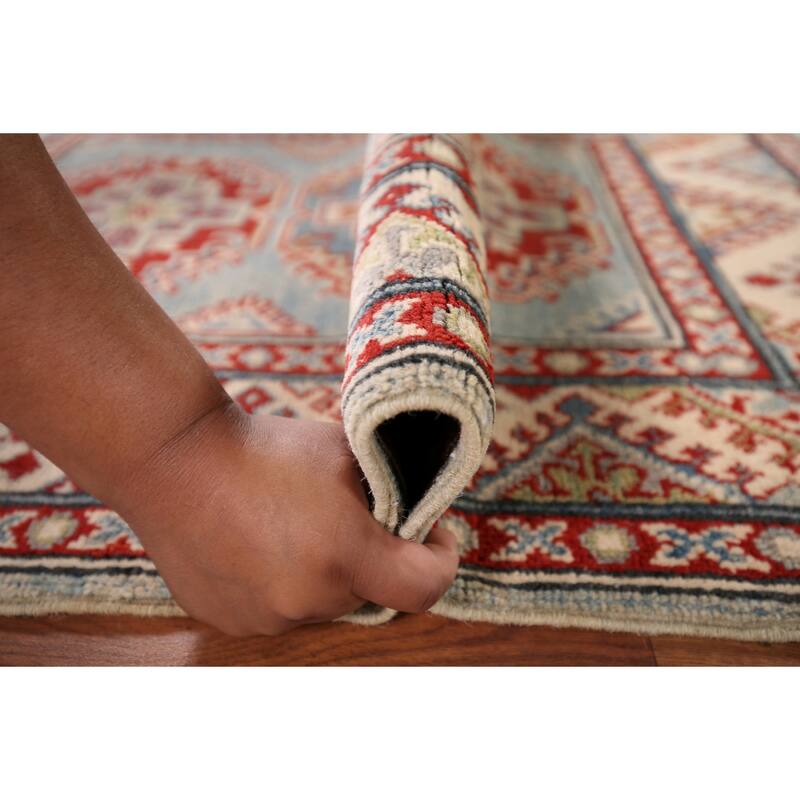 Light Blue Kazak Accent Rug Hand-Knotted Traditional Wool Carpet - 2'9" x 4'0"