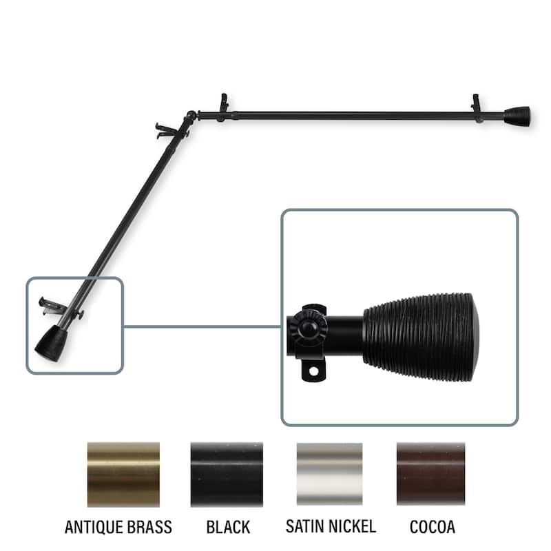 InStyleDesign Zephania Corner Window Curtain Rod 13/16 inch dia. - 48 to 84 inches - Black