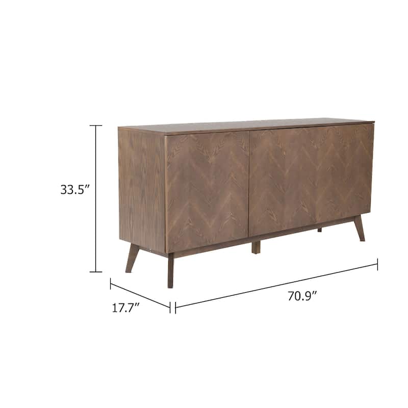 Cid Estele Sideboard Buffet Server Cabinet, 3 Door, Wenge Brown Wood 71 Inch