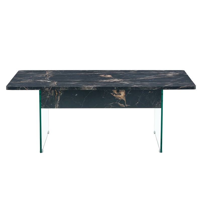 Multifunctional Lift-Top Coffee Table with Tempered Glass Legs, Rectangular Living Room Table 2-Tier Center Table