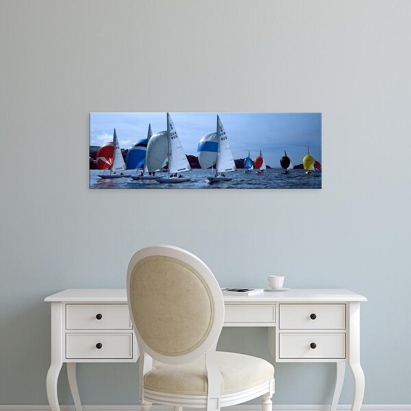 Easy Art Prints Panoramic Images's 'Boats in regatta, Baie De Douarnenez, Finistere, Brittany, France' Canvas Art