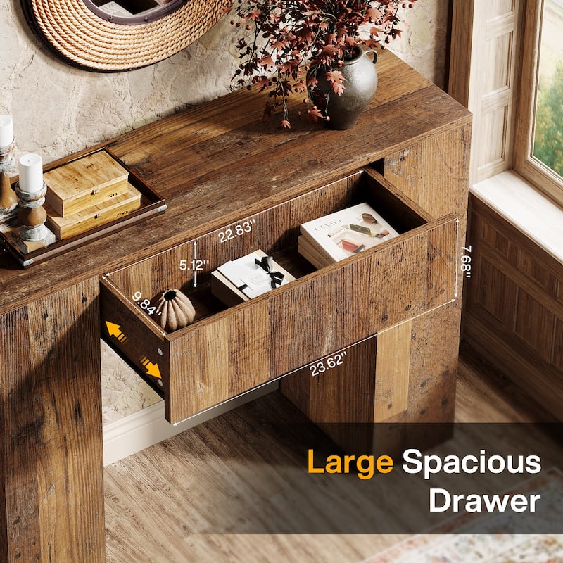 Farmhouse Narrow Console Table With Drawer for Living Room Entryway - 11.81" D x 39.37" W x 32.28" H
