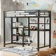 preview thumbnail 1 of 11, Twin Size Loft Bed with Desk, Whiteboard & Shelves - Metal Frame,Space-Saving Design,Black Black