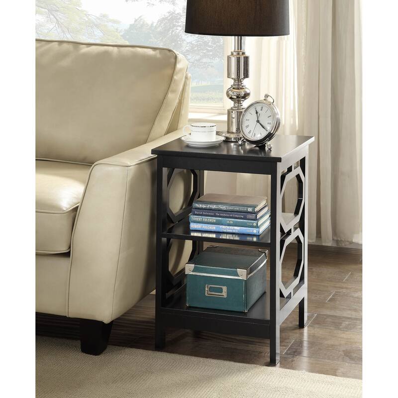 Convenience Concepts Omega End Table with Shelves - Black
