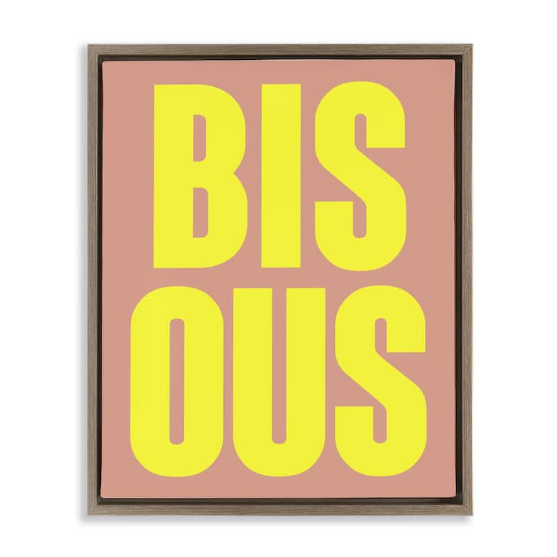 Stupell Bisous Kiss Typography Framed Floater Canvas Wall Art Design By House of Lulu - 25 x 31 - Brown