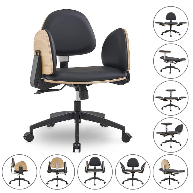 Black Ergonomic Adjustable Meditation Chair Multi-Position Home Office Chair - Black