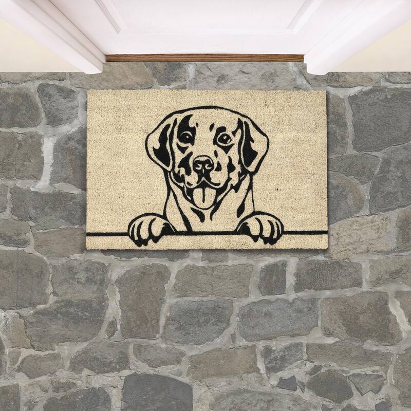 Villa by Classic Home Good Dog 24x36 Choir Ivory and Natural Doormat