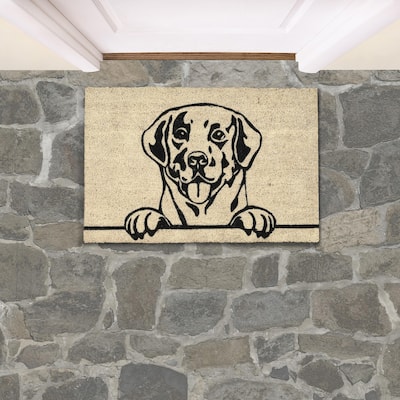 Villa by Classic Home Good Dog 24x36 Choir Ivory and Natural Doormat