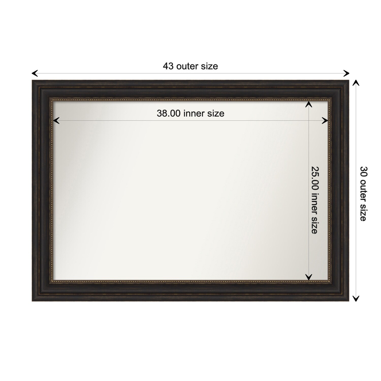 Accent Bronze Framed Non-Beveled Custom Wall Mirror, Bathroom Vanity Mirror