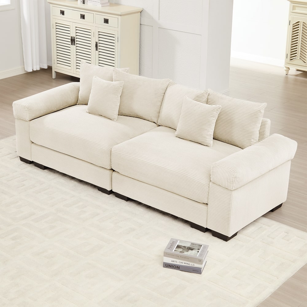 GDFStudio - Corduroy 2-Seater 92" Loveseat with Extra-Wide Armrests