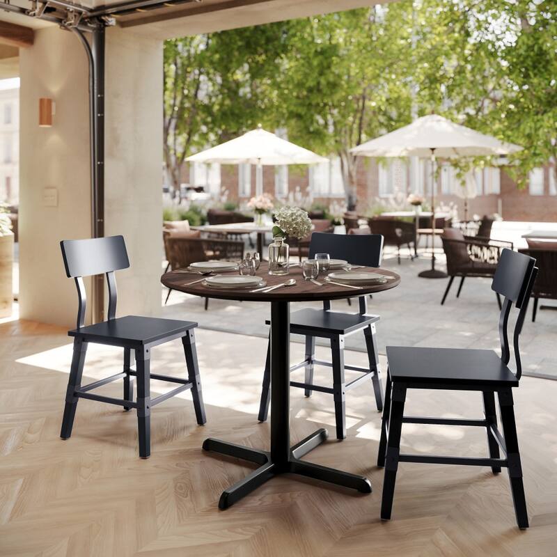 Commercial HPL Tabletop with Table Height Crisscross Base - 36"W x 36"D x 29.5"H