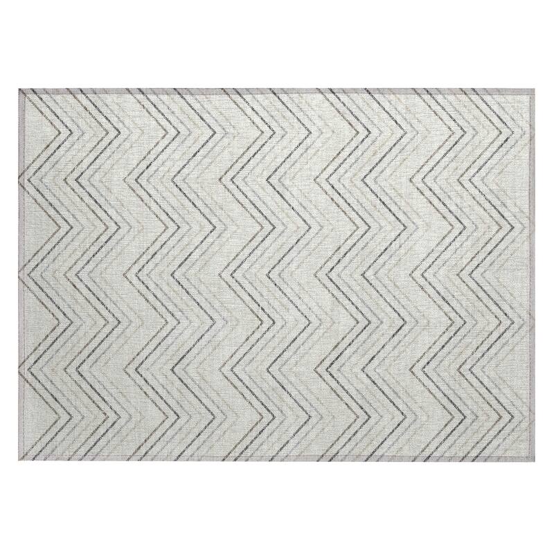 Machine Washable Indoor/ Outdoor Modern Chevron Chantille Rug