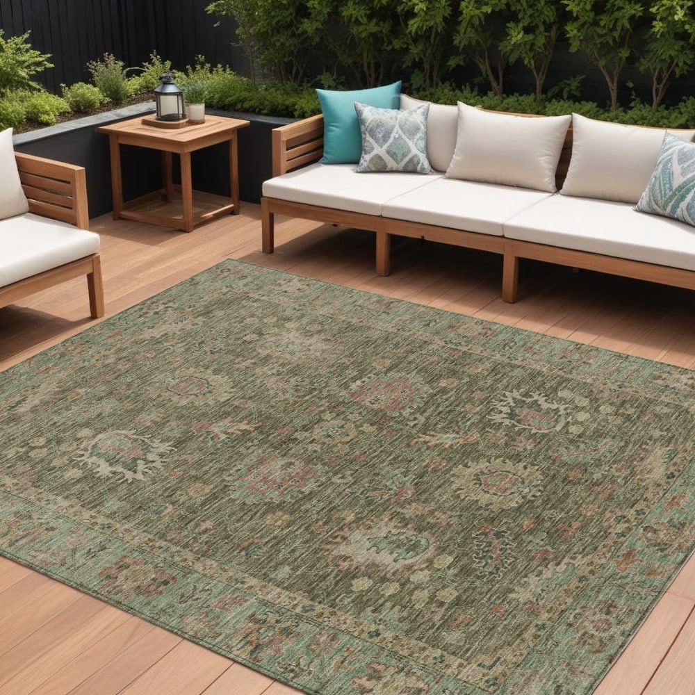 HomeRoots Floral Traditional Rectangle Outdoor Rug