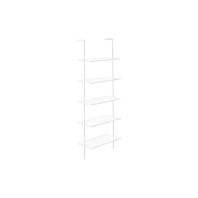 Bookshelf, Bookcase, Etagere, Ladder, 5 Tier, 72"h, Office, Bedroom, Laminate, Metal, Contemporary, Modern