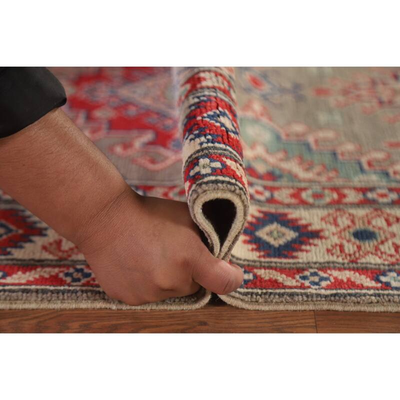 Hand Knotted Oriental 100% Wool Carpet Traditional Geometric Brown Kazak Runner Rug - 15' 11'' X 2' 8''